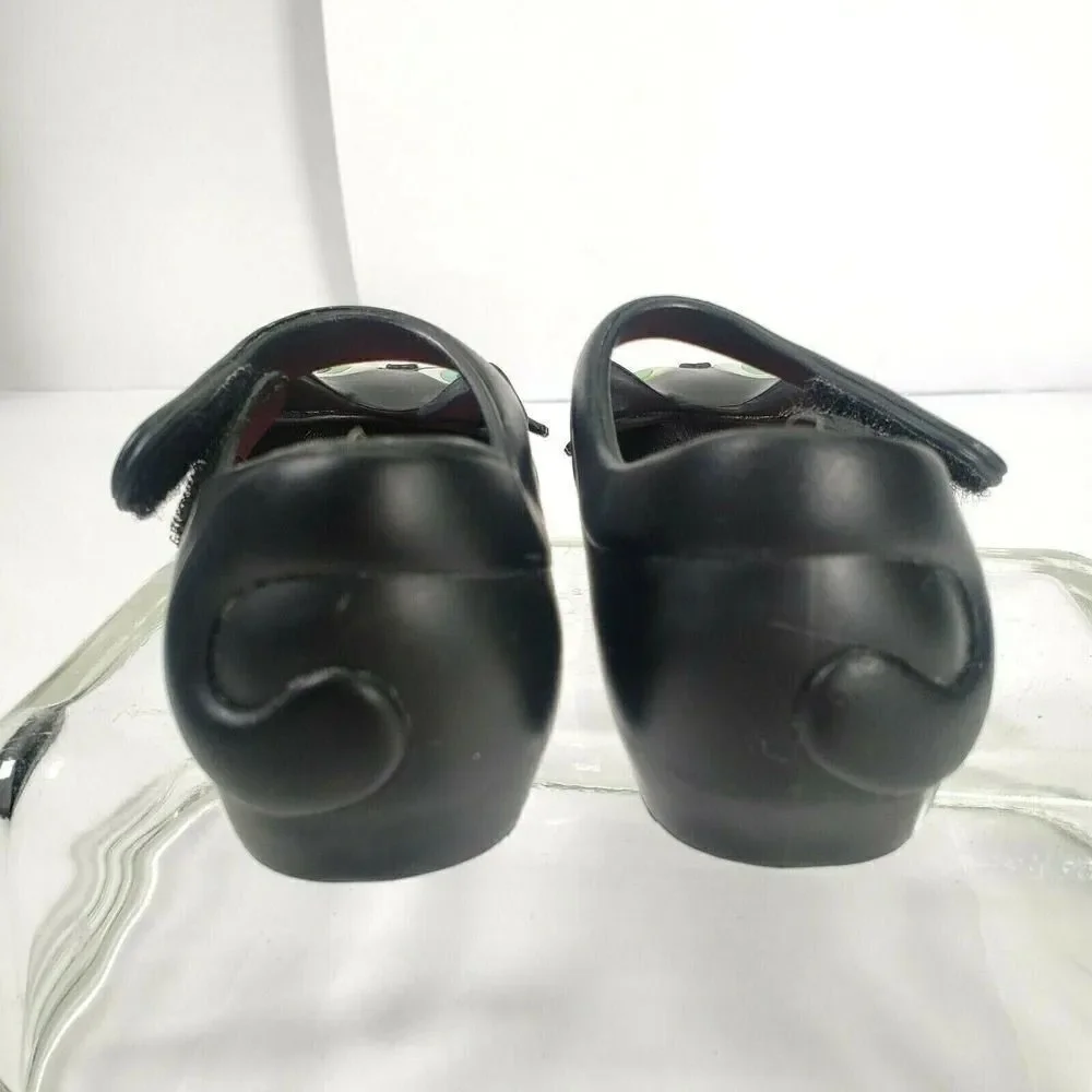 Mini Melissa girls size 7 black‎ cat ultragirl mary jane peep toe hook and loop